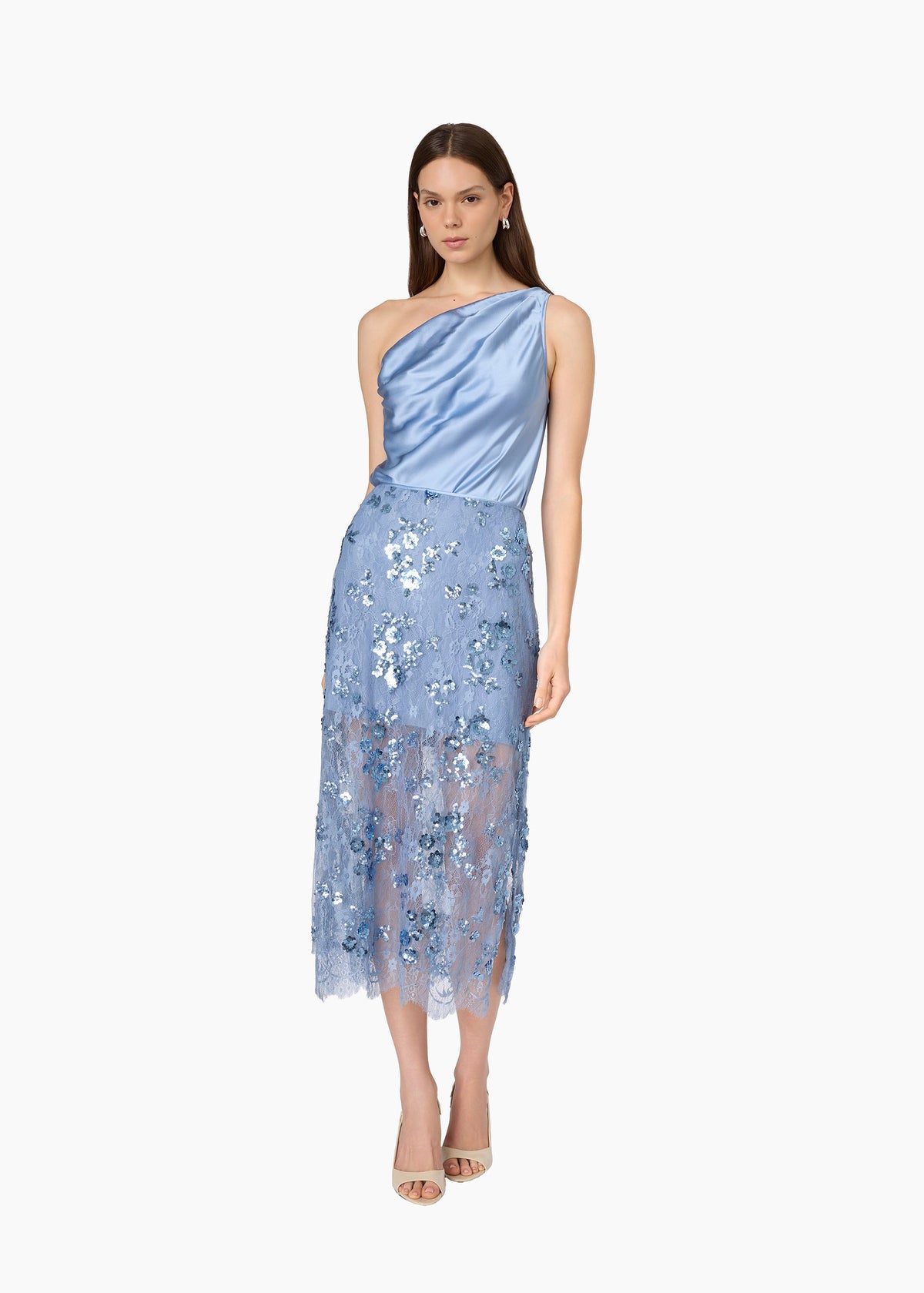 Aylin Sequin Lace Midi Skirt | Mist