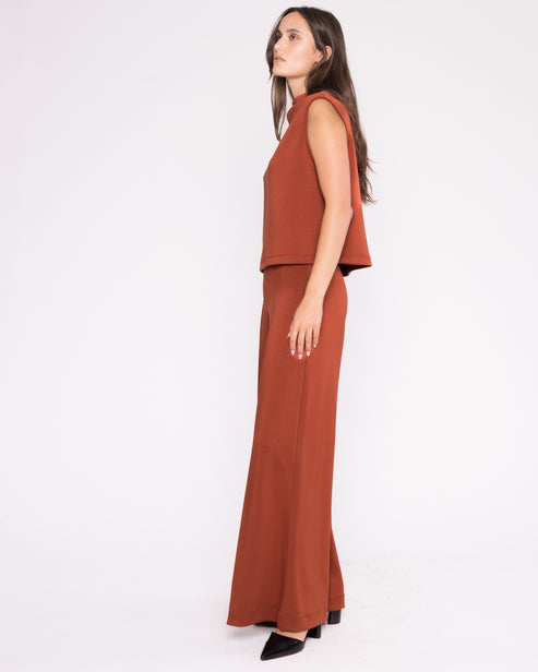 Scuba Cowl Neck Top (Rust)