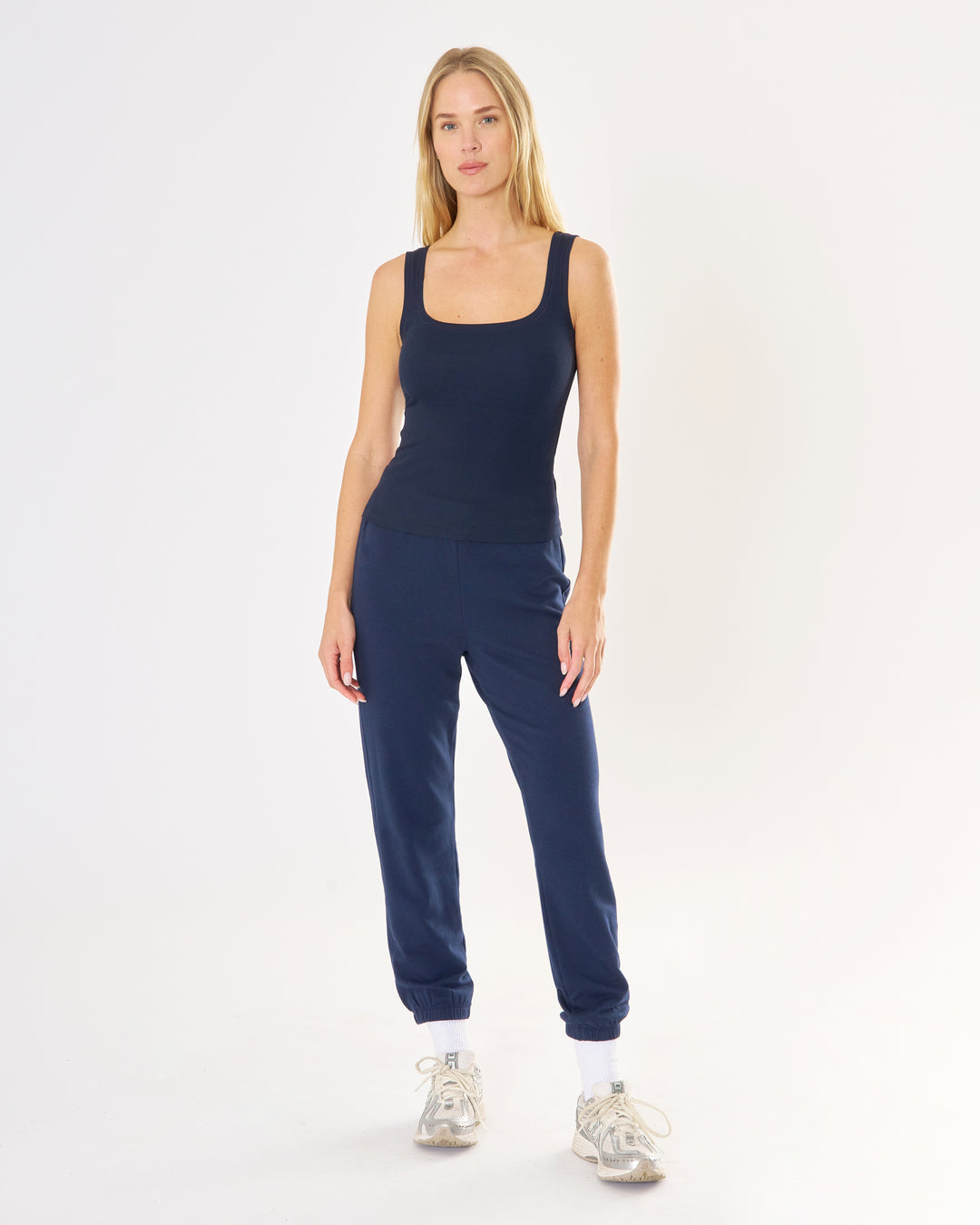 Franklin Ribbed Square Neck Tank - Navy