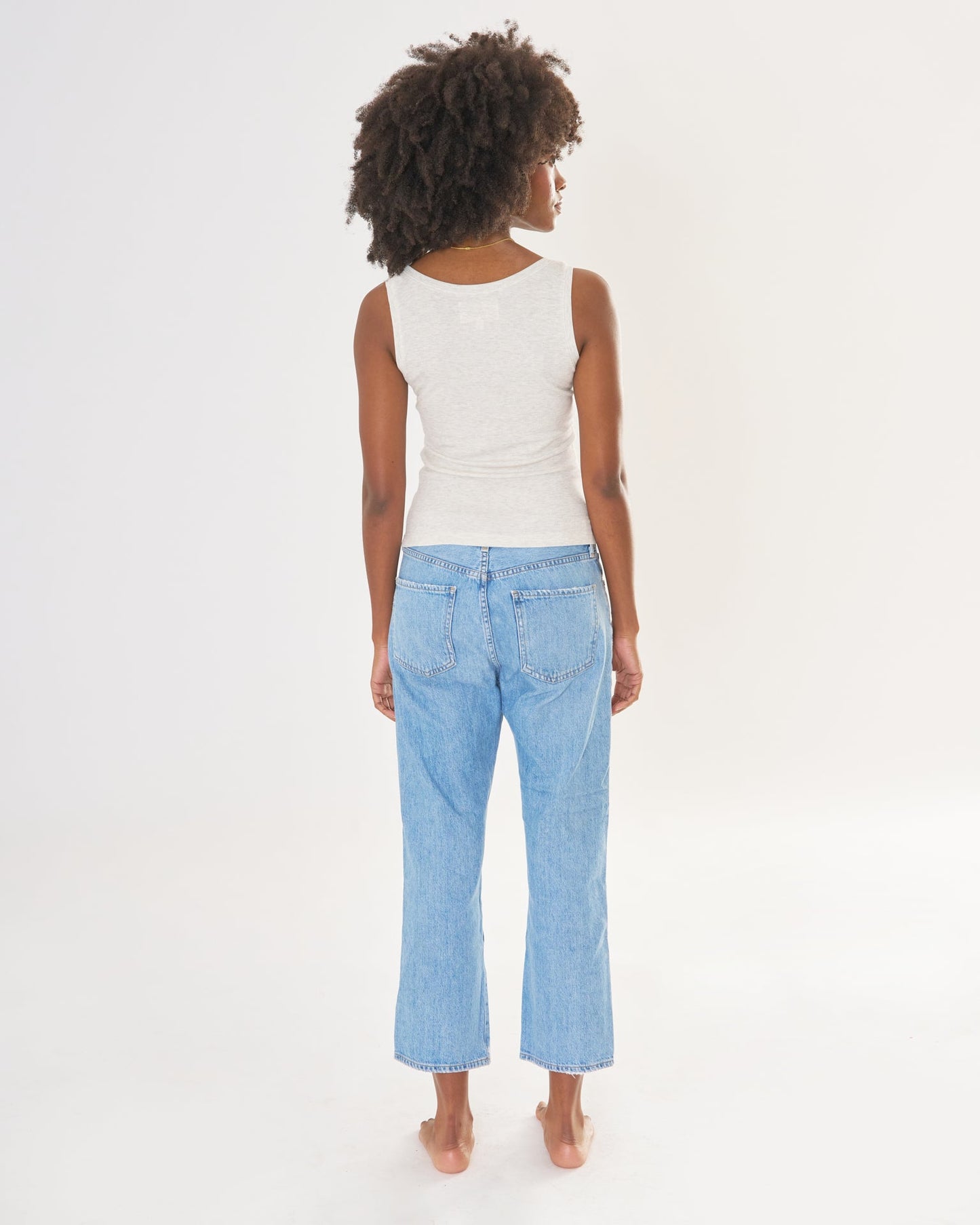 Franklin Ribbed Square Neck Tank - White