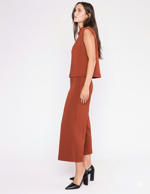 Scuba Cropped Wide Leg Pant