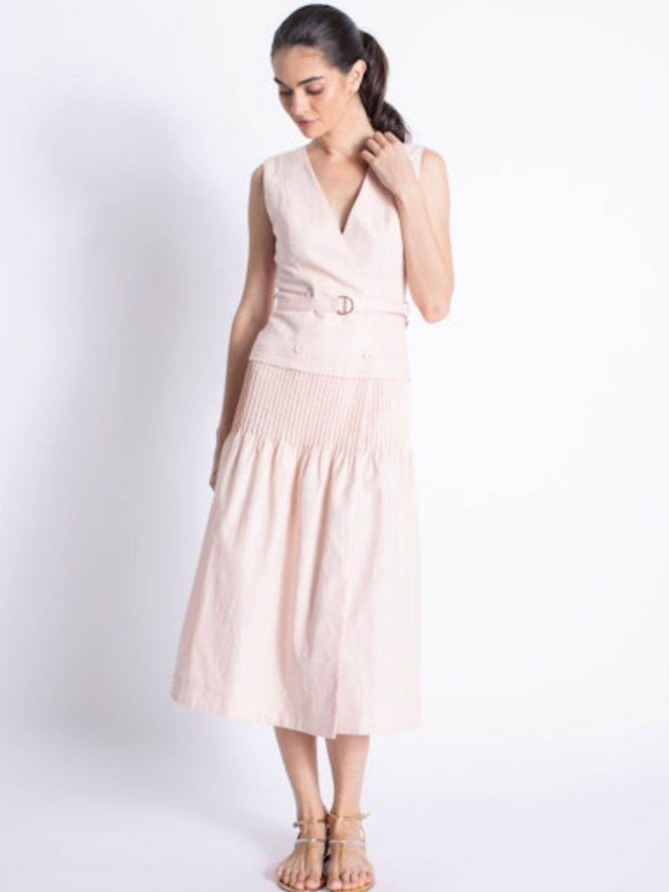 Raven Linen Dress - in Blush
