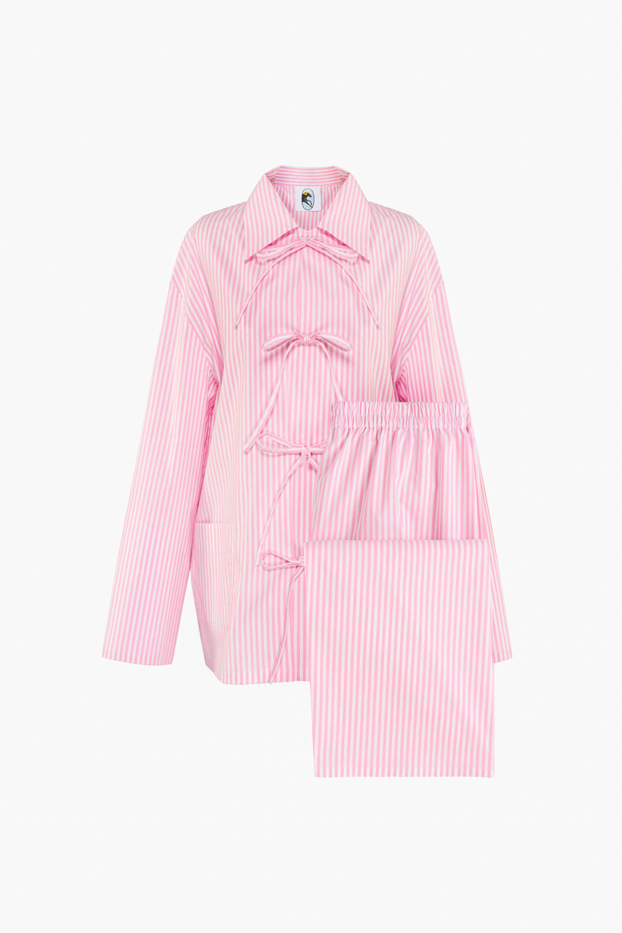 The Lyra Cotton-Poplin Pajama Set - Pink Stripes
