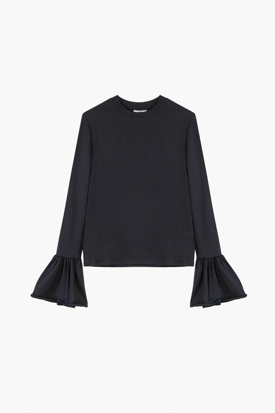 Ruffled Long Sleeve Stretch-cotton Jersey T-Shirt