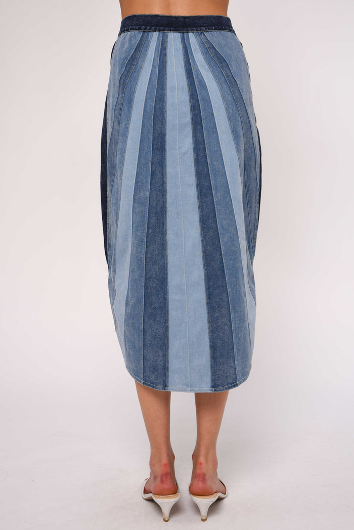 Paneled Denim Skirt