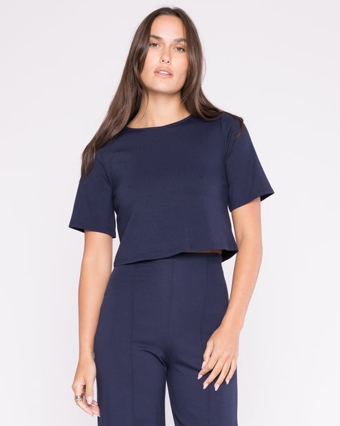 Ponte Knit Short Sleeve Top