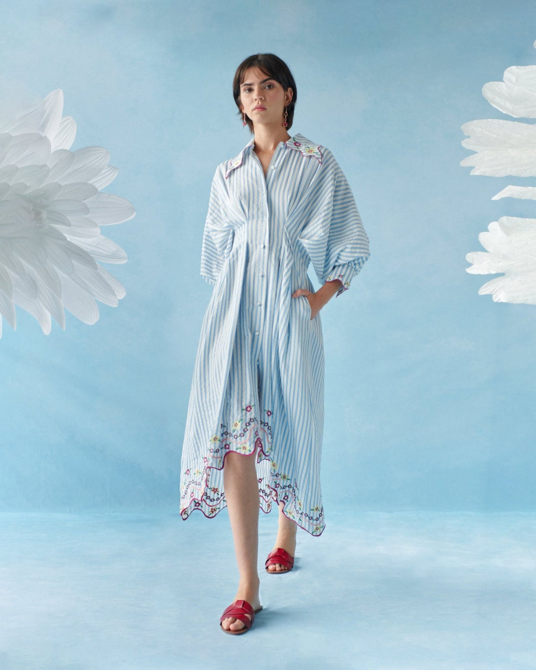 celia b midi dress Celia B Hasu Dress S Sand Tiered Midi Puff Sleeve Belted Scallop  Cottagecore
