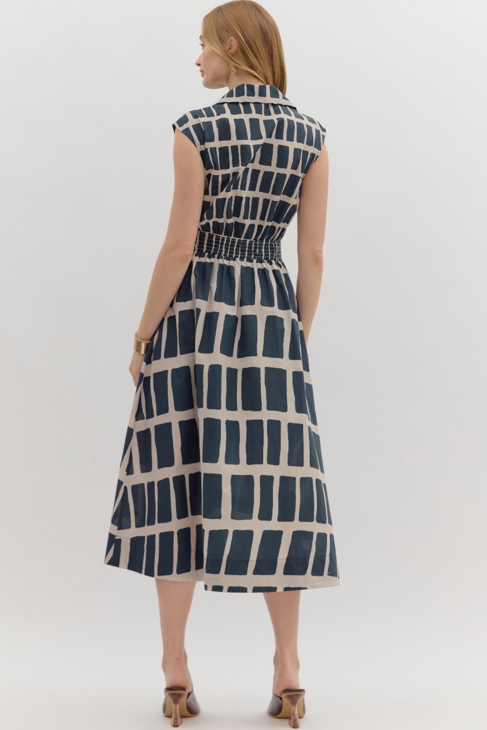 Navy Geometric Midi