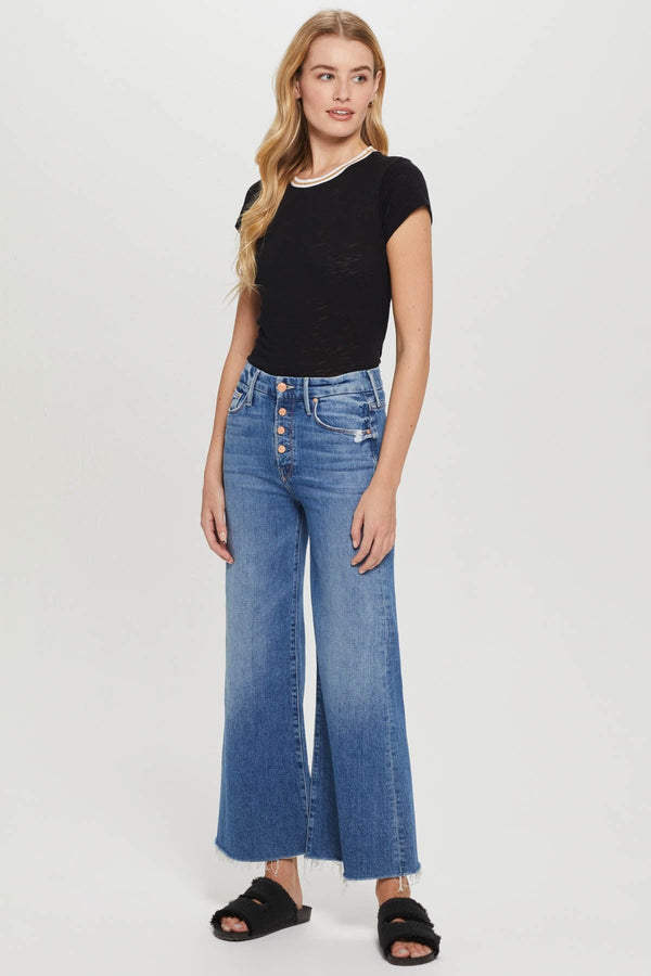 Metallic Tipped Ringer Tee in Black