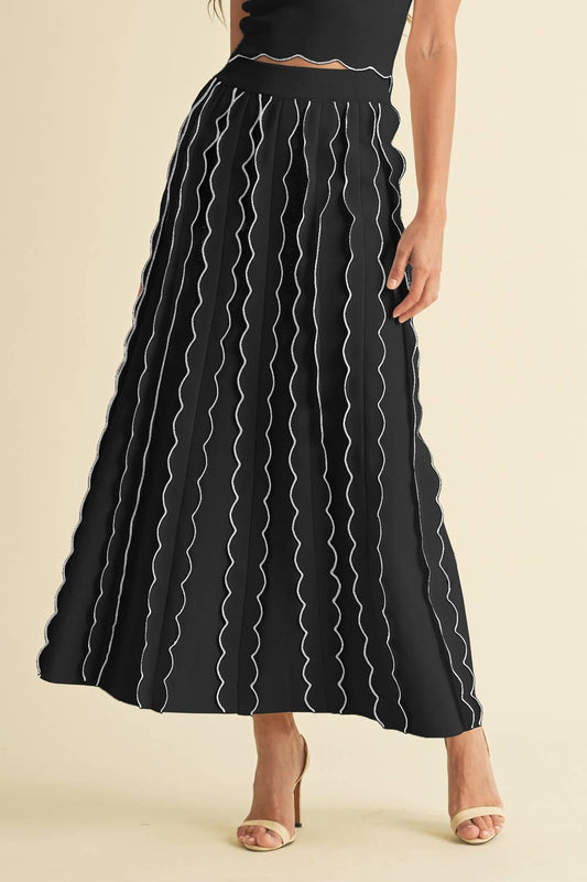 Luxe Pleated Sweater Knit Maxi Skirt