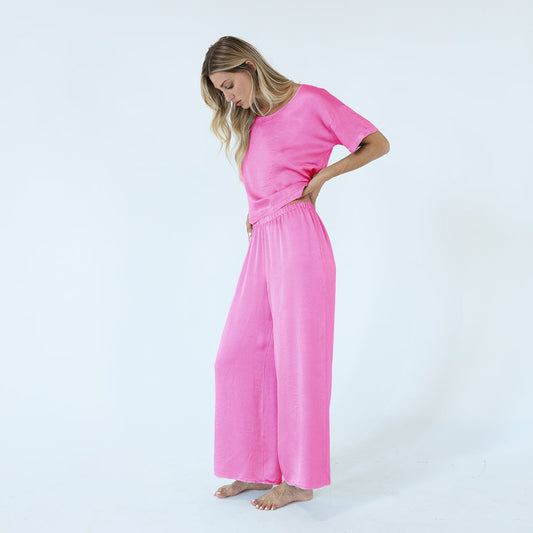 Mo-Crop Satin Palazzo