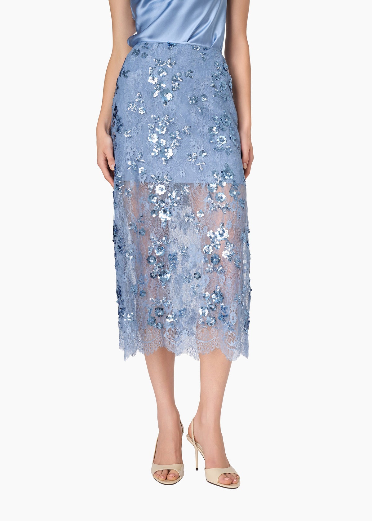 Aylin Sequin Lace Midi Skirt | Mist