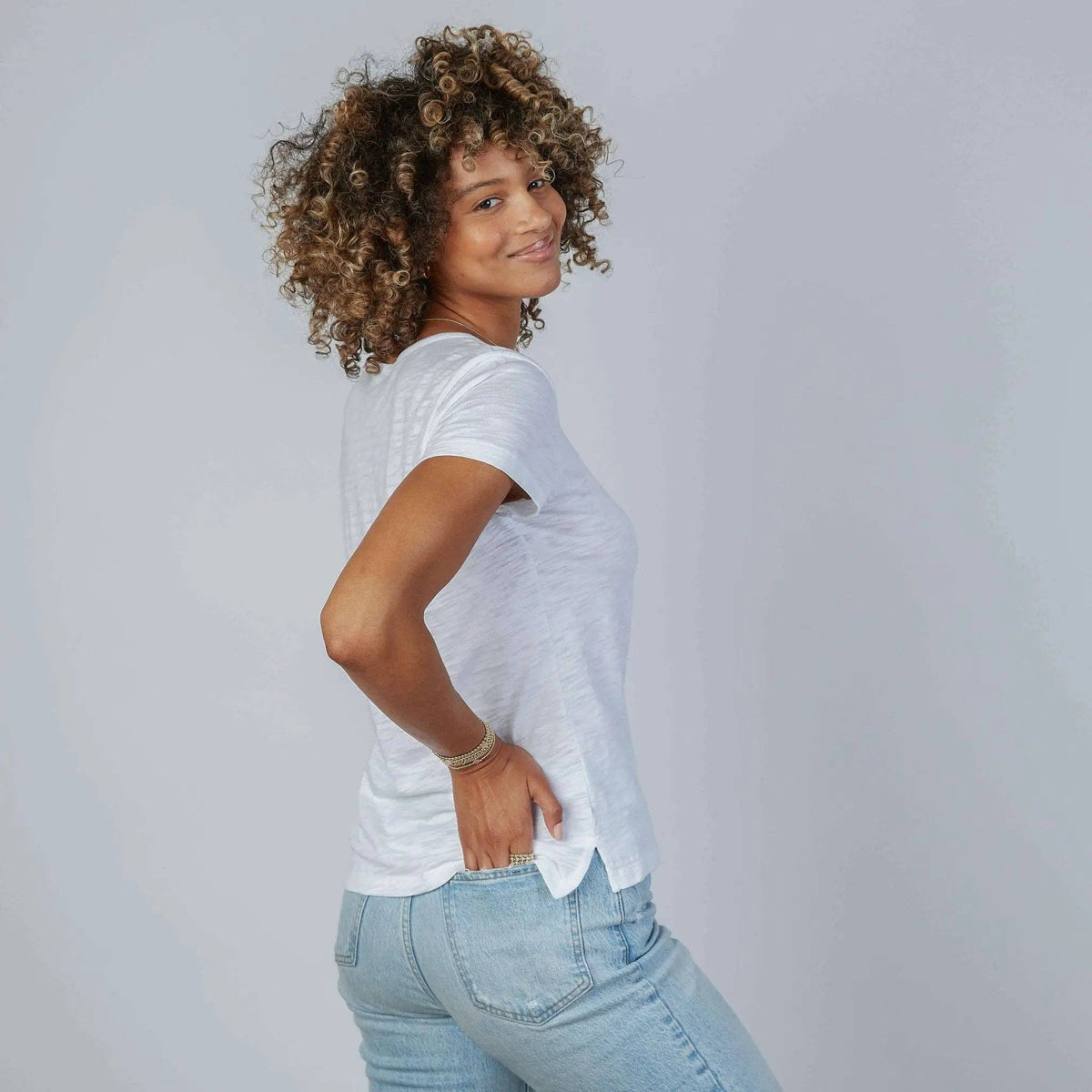 Short Sleeve Jeans V Neck
