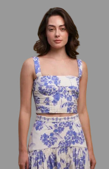 Aithana Top | Hydra Blue & Cream