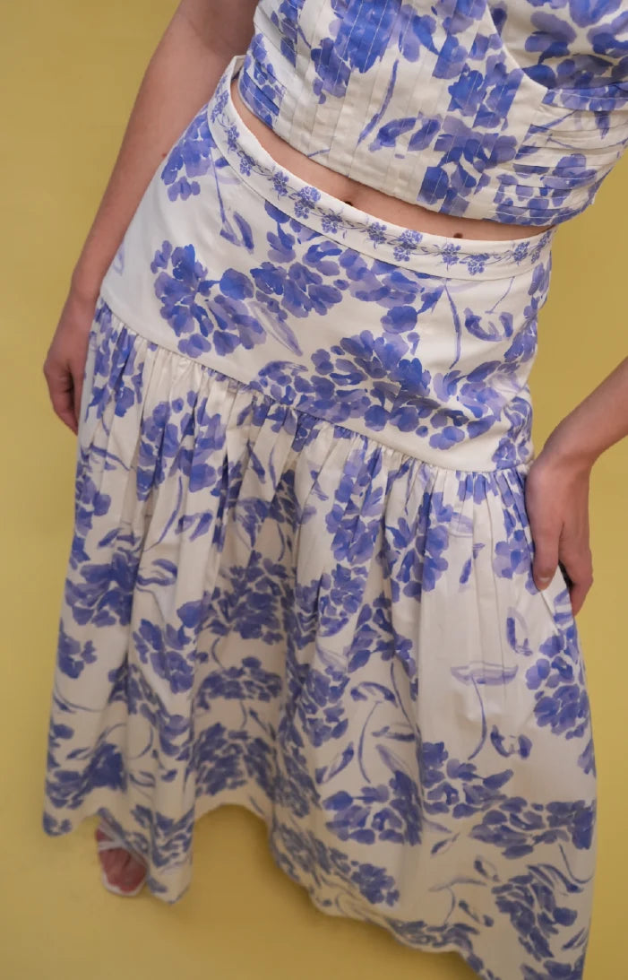 Aisha Skirt | Hydra Blue & Cream