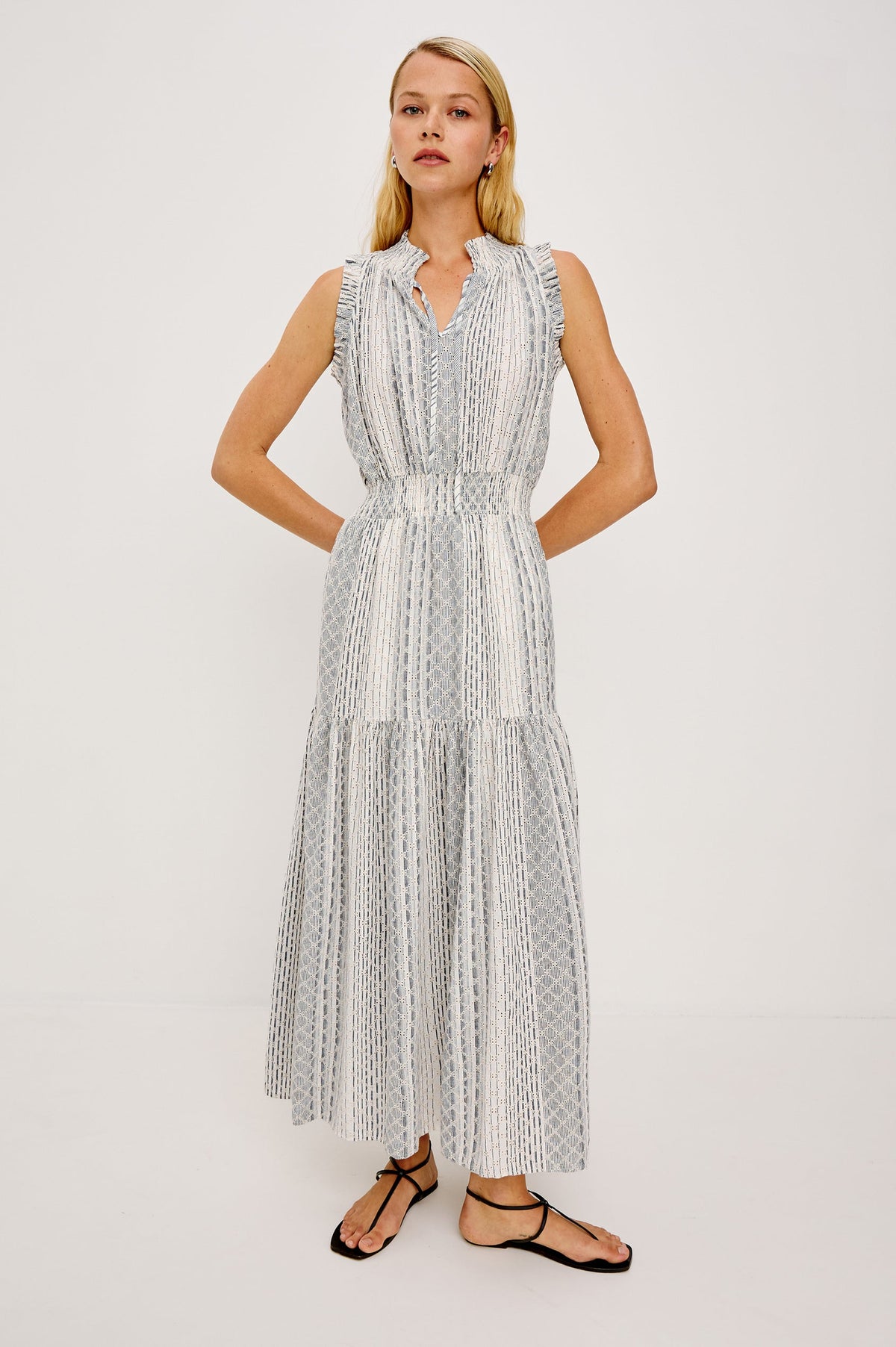 Alessi Striped Eyelet Dress
