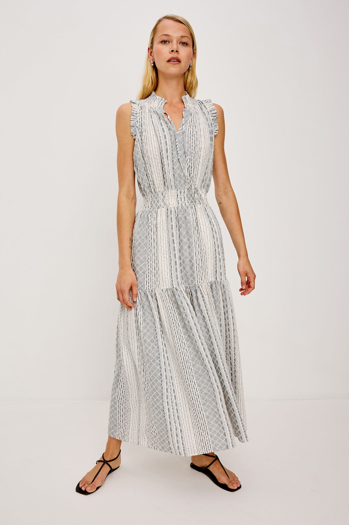 Alessi Striped Eyelet Dress