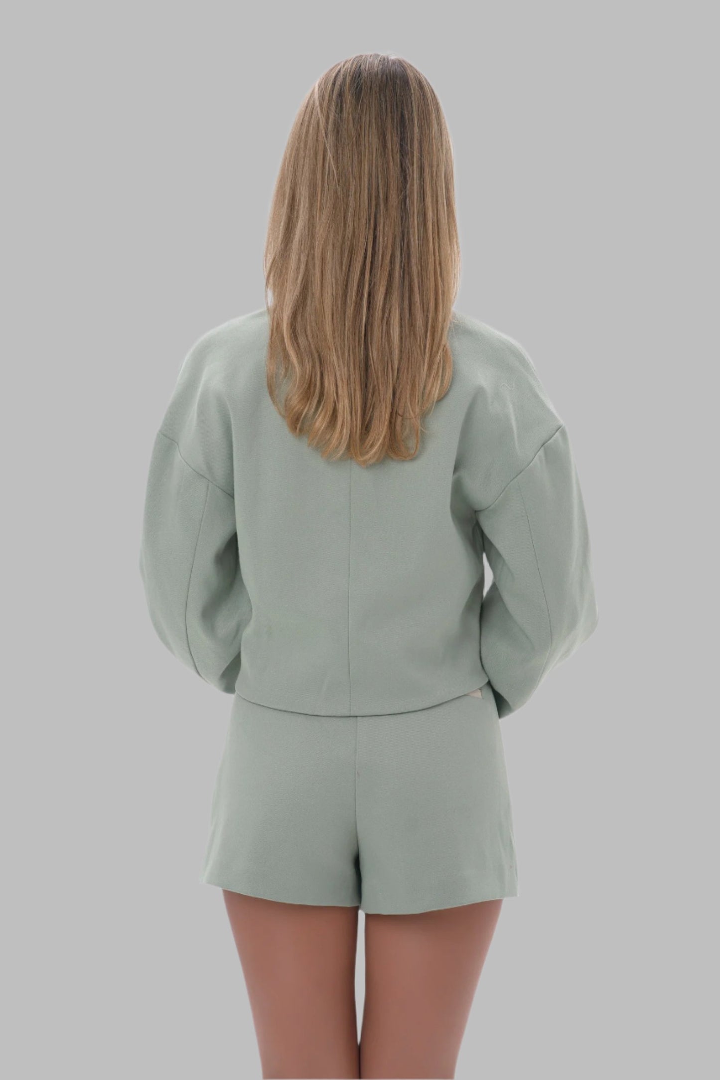 BellaKate Chic Crop Bomber Jacket Back View