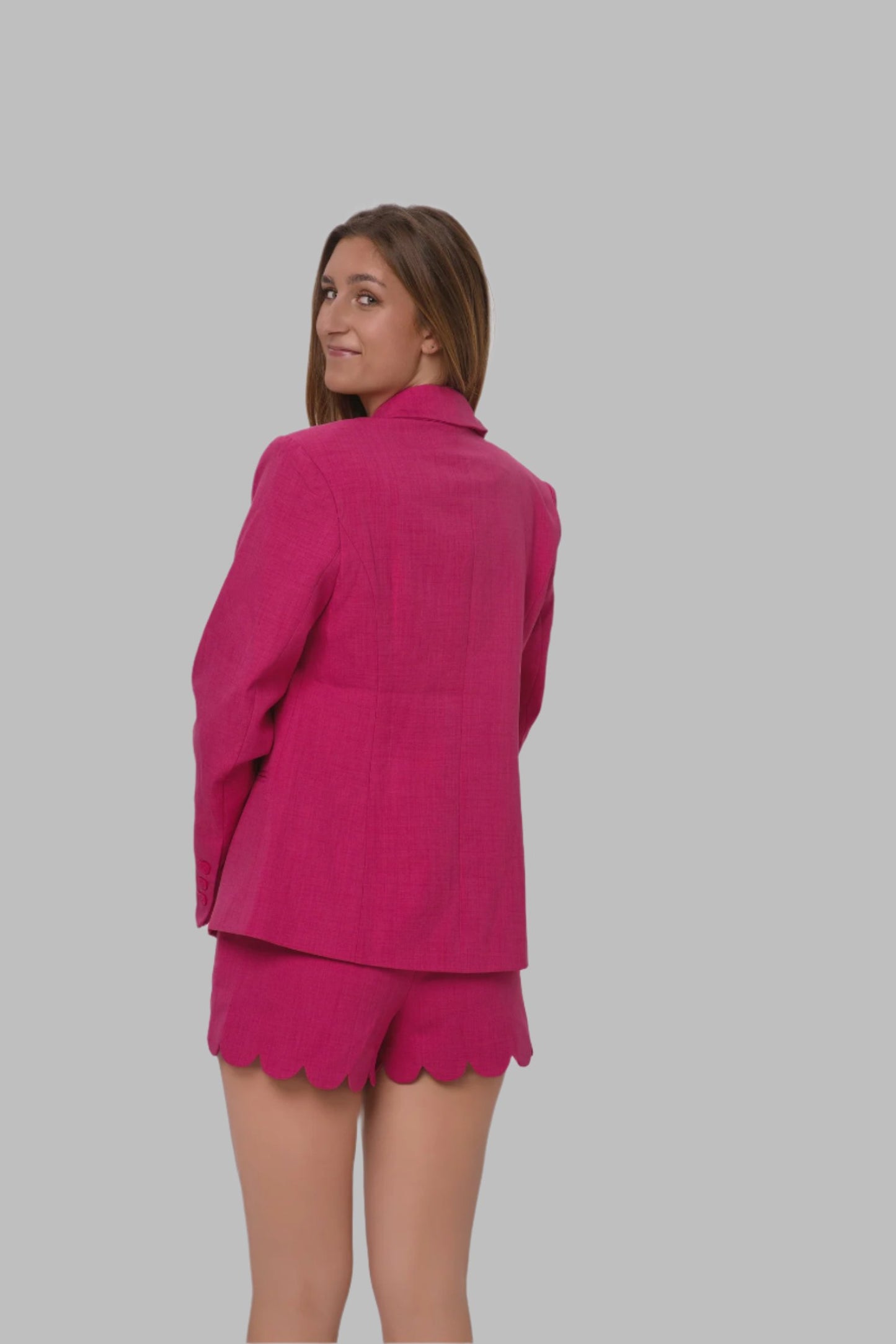 BellaKate Chic Scallop Single Button Blazer Back View