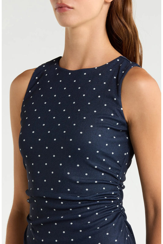 Daija Dress | Navy Polka Dots