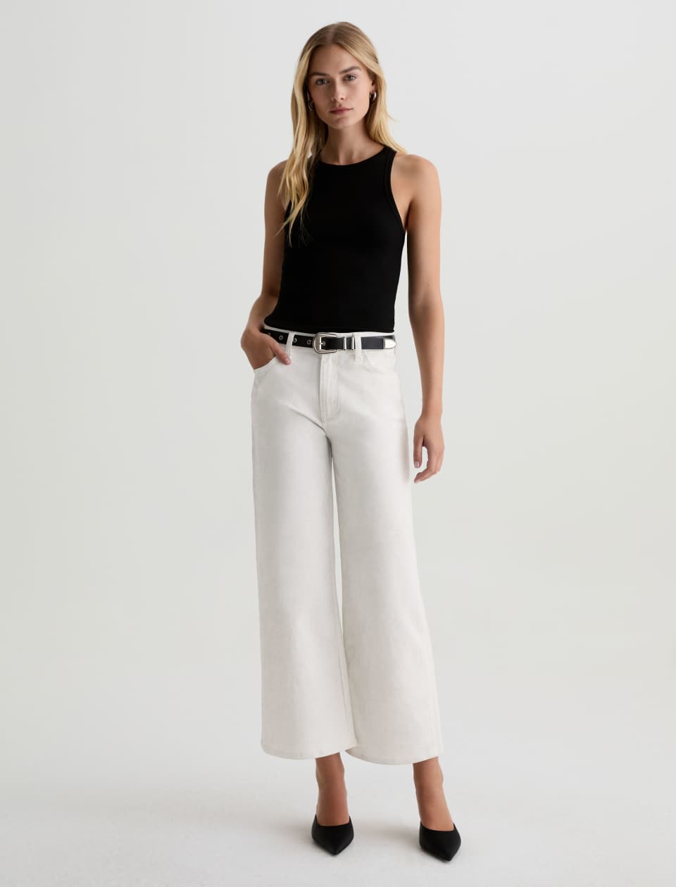 Saige Wide Leg Crop Color Silver Glow