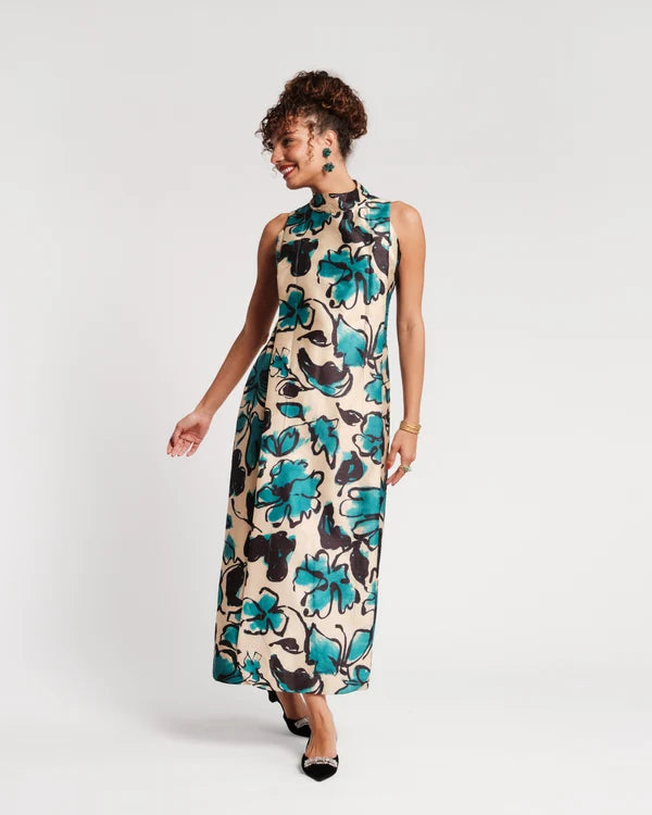 Carlyle Maxi Dress | Teal/Camel
