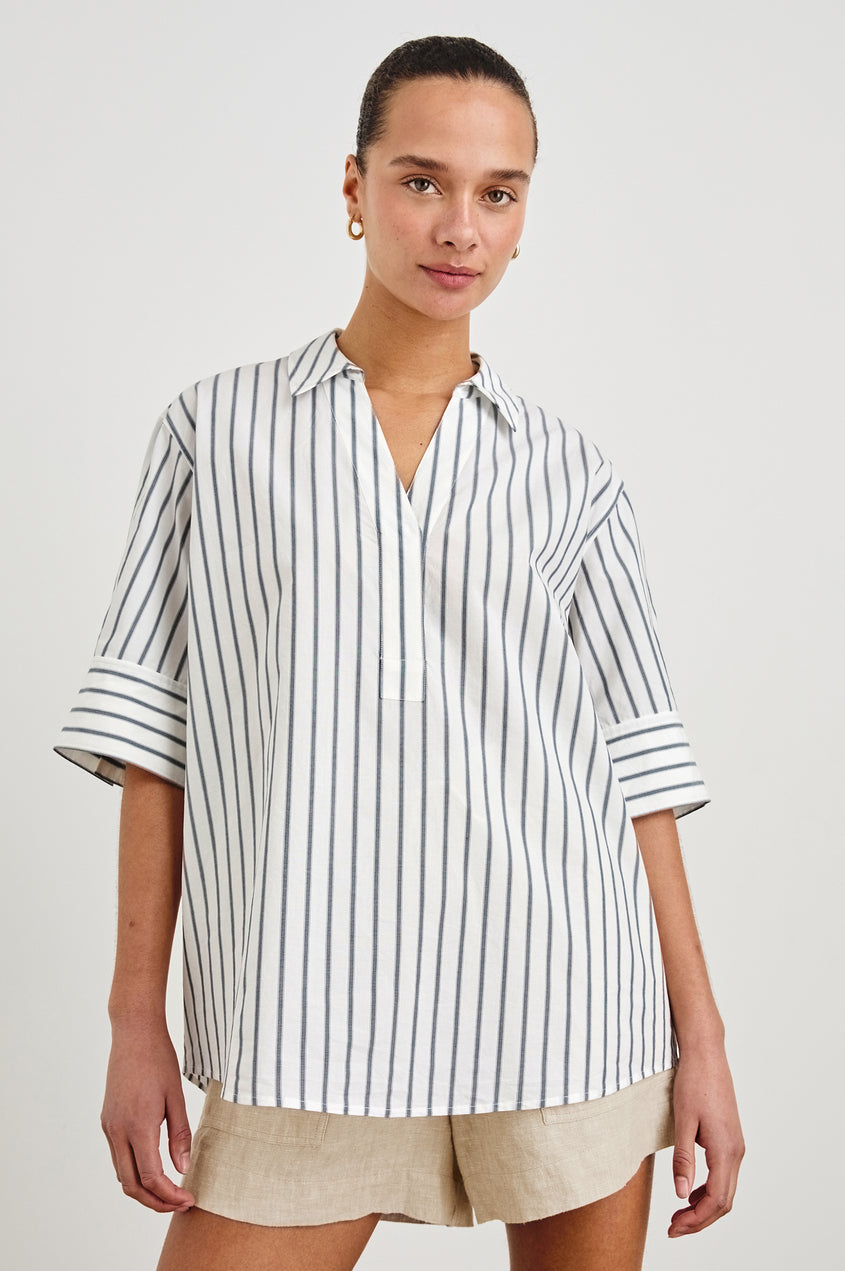 Juda Top - Chalk Slate Stripe
