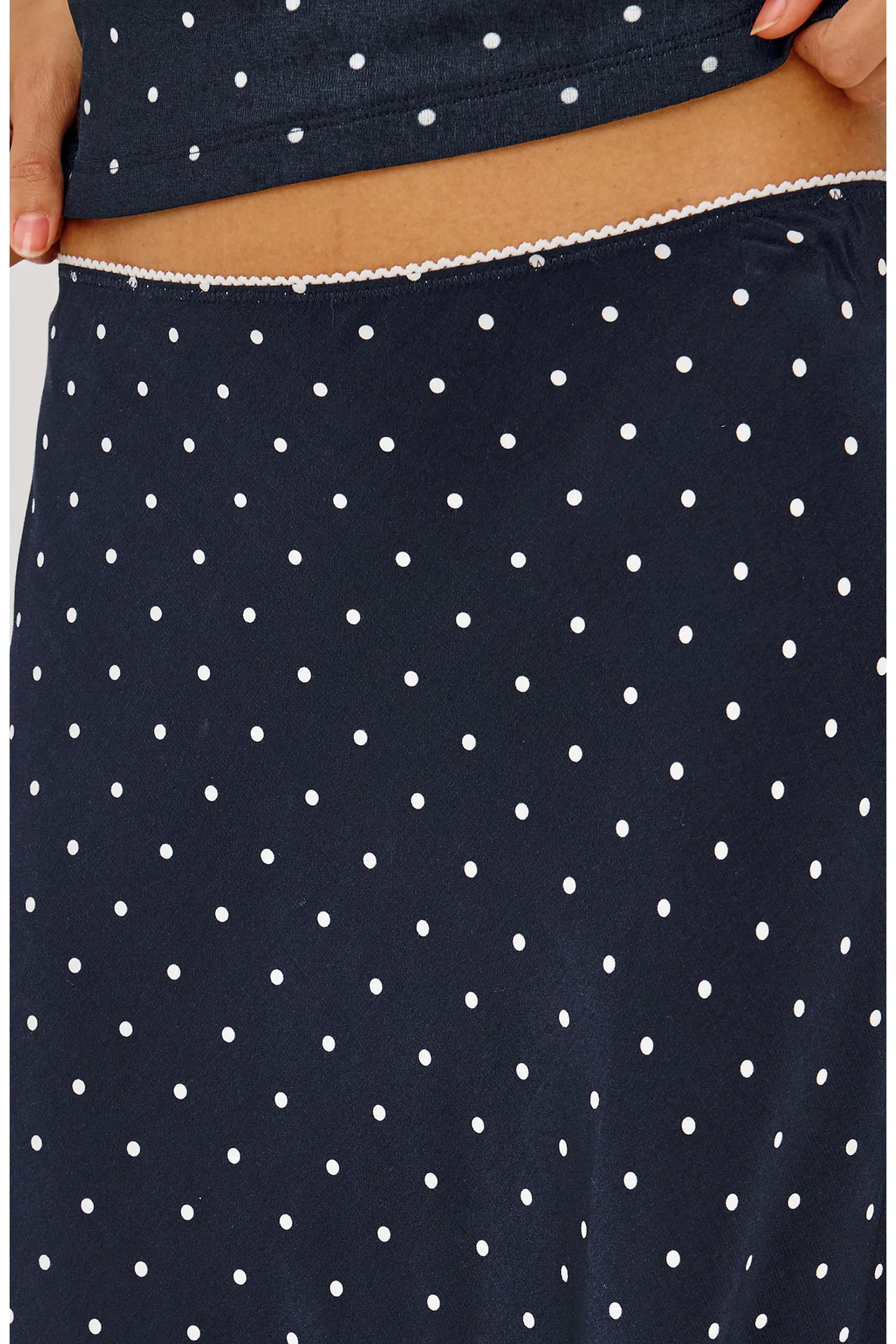 Jolene Skirt | Navy Polka Dots