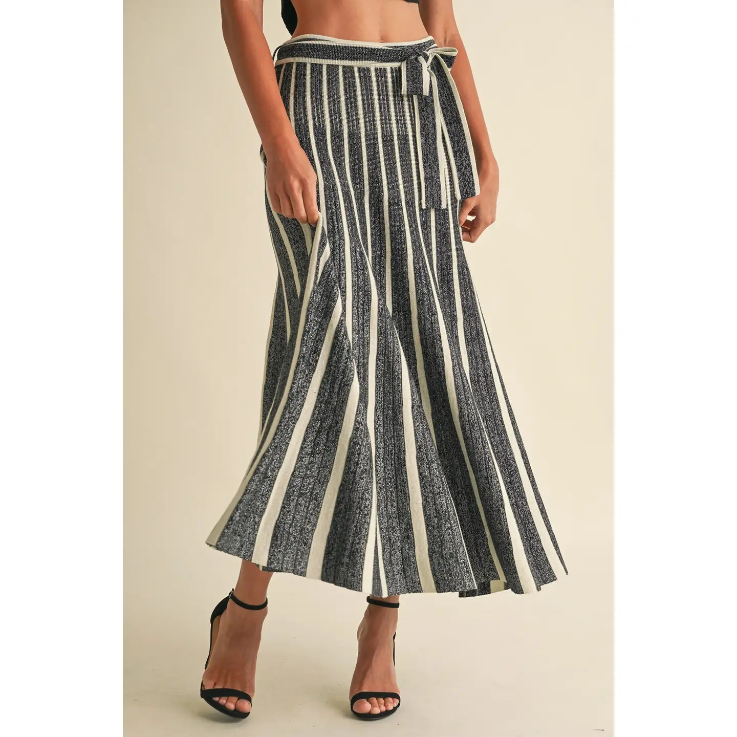 Subtle Shimmer Pleated Maxi Skirt