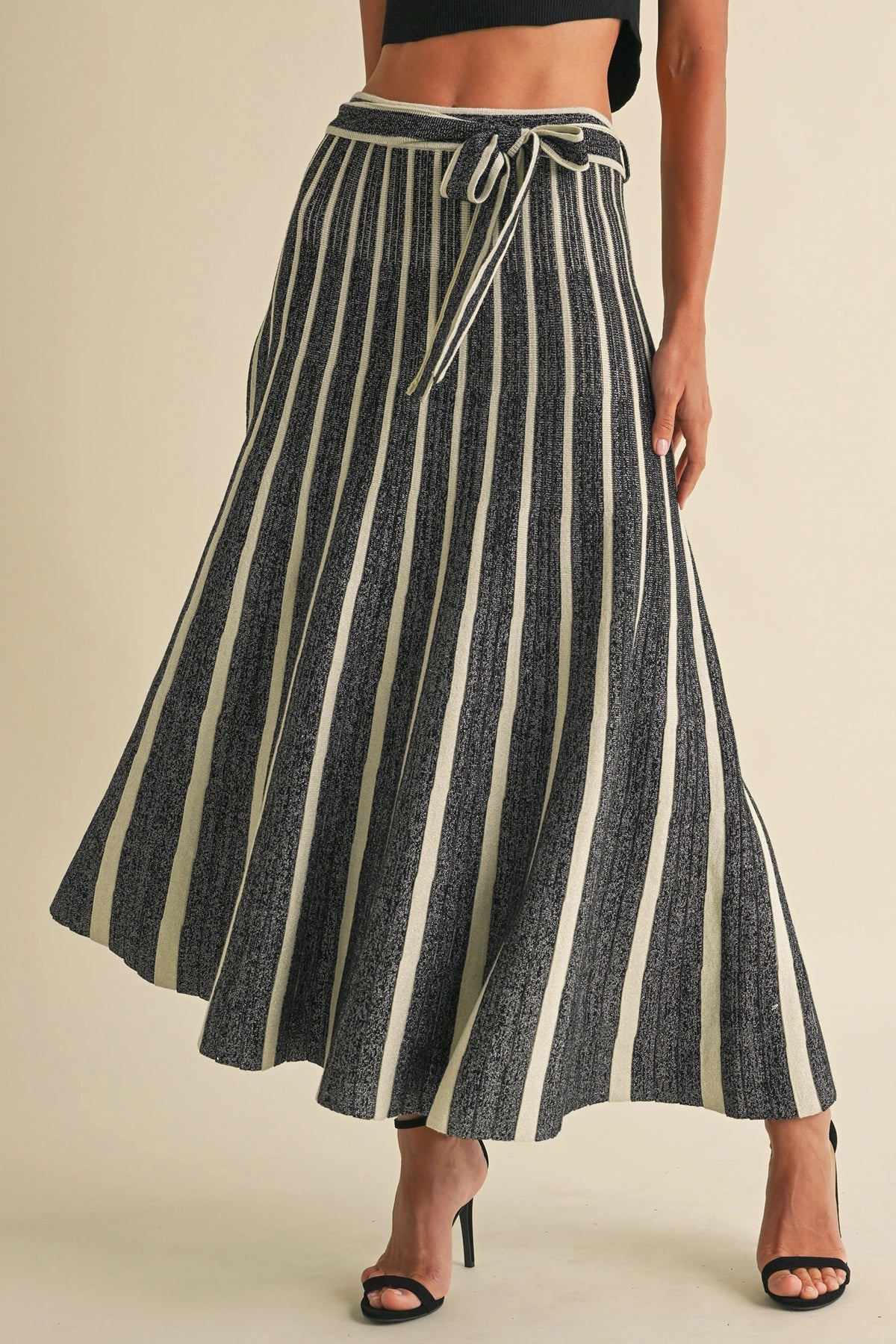 Subtle Shimmer Pleated Maxi Skirt