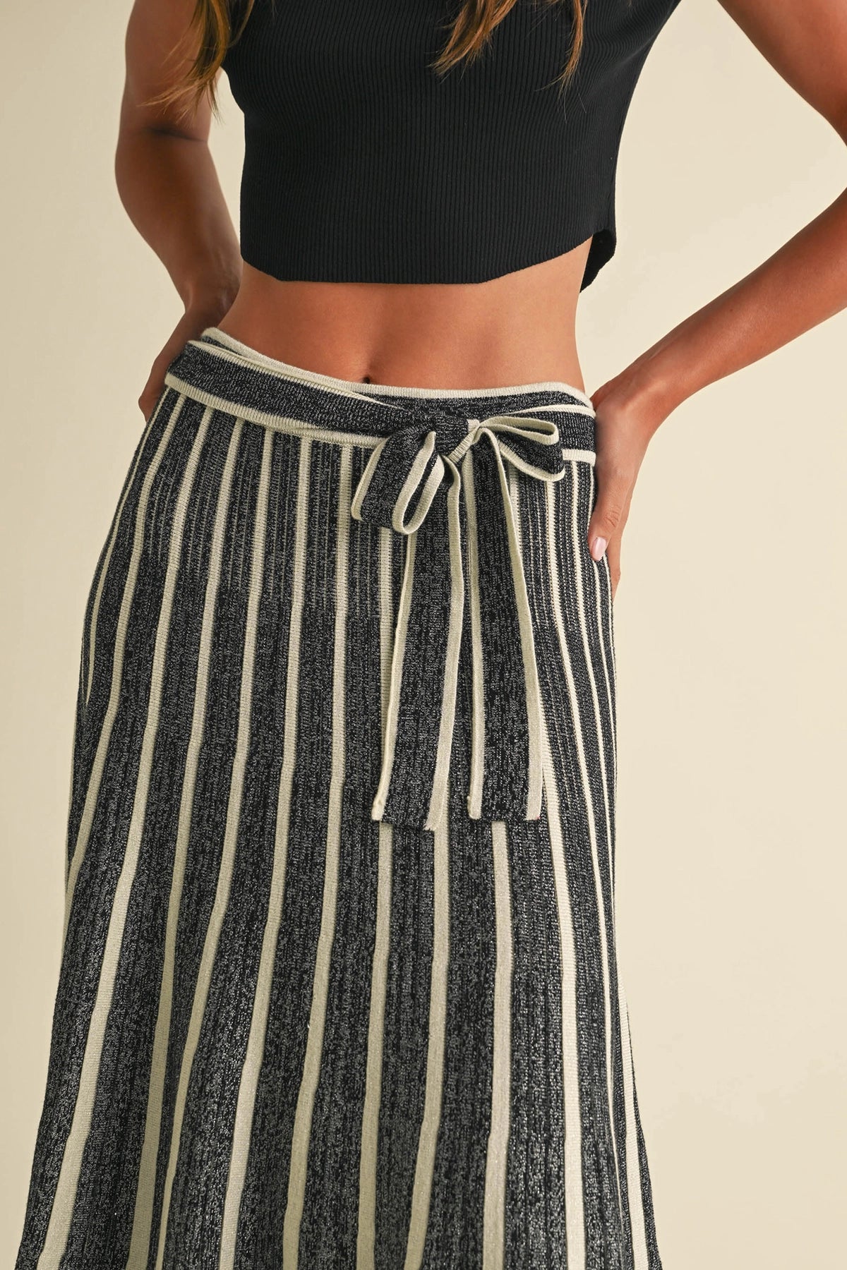 Subtle Shimmer Pleated Maxi Skirt