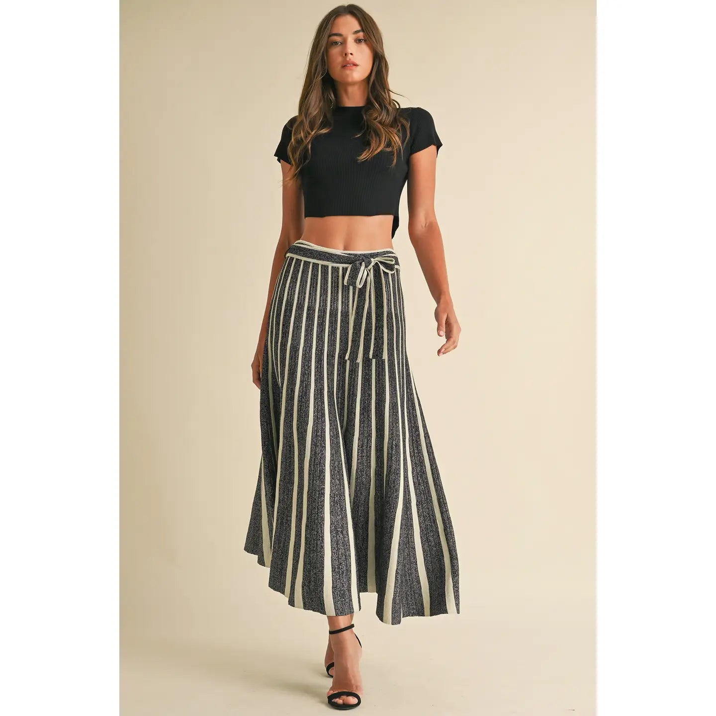 Subtle Shimmer Pleated Maxi Skirt