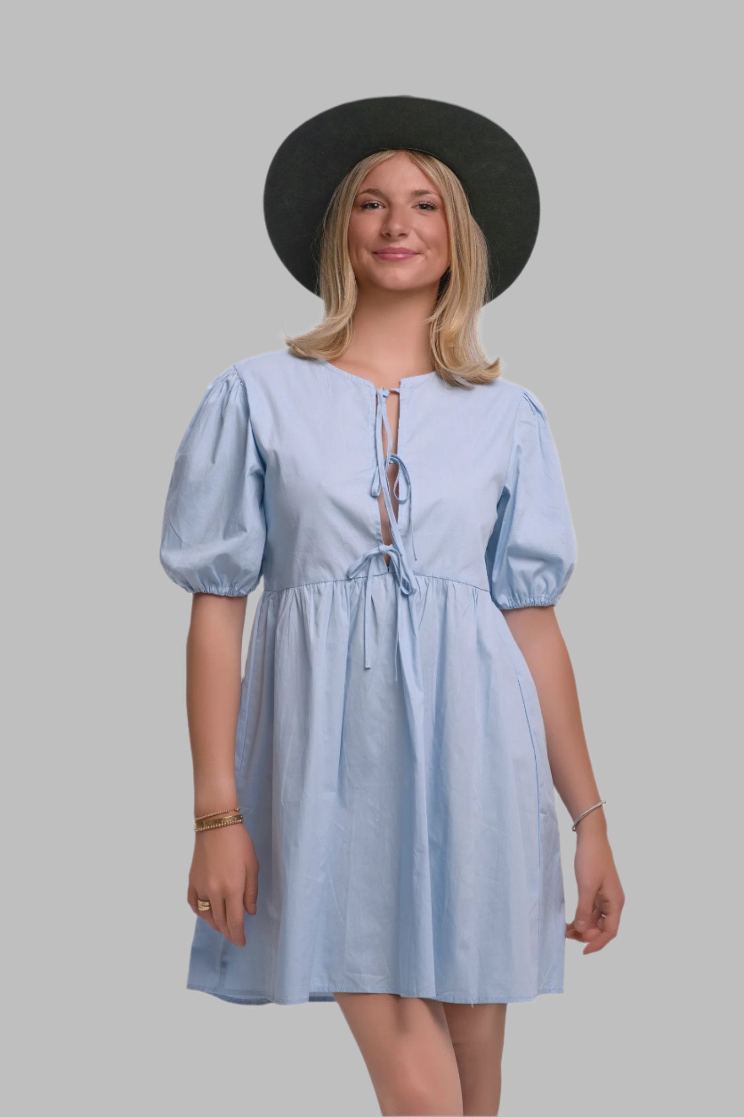 Tiered Tie-Front Midi Babydoll Dress | Shop Now M Tiered Tie-Front Midi Babydoll Dress | Shop Now M