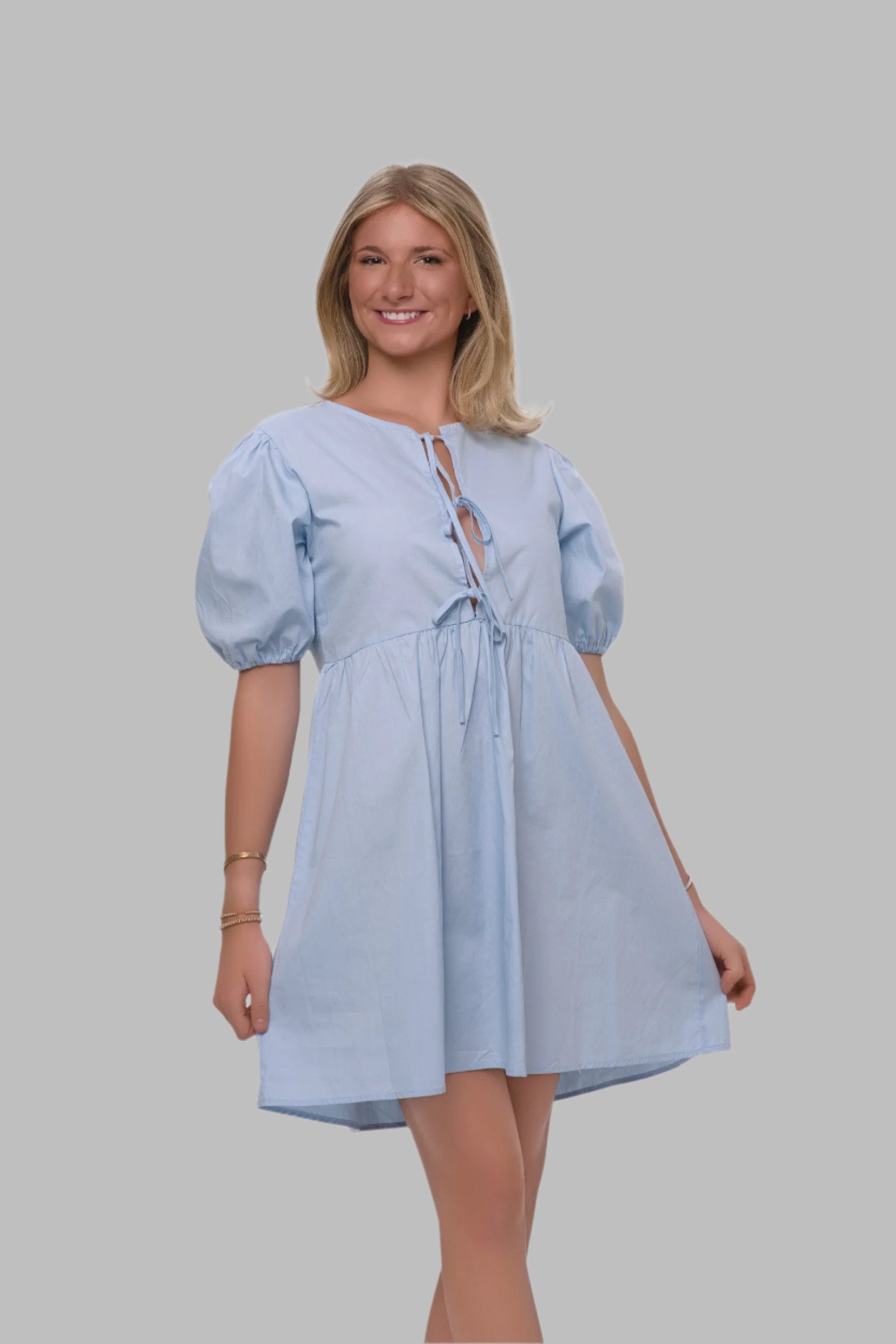 Tiered Tie-Front Midi Babydoll Dress | Shop Now M Tiered Tie-Front Midi Babydoll Dress | Shop Now M