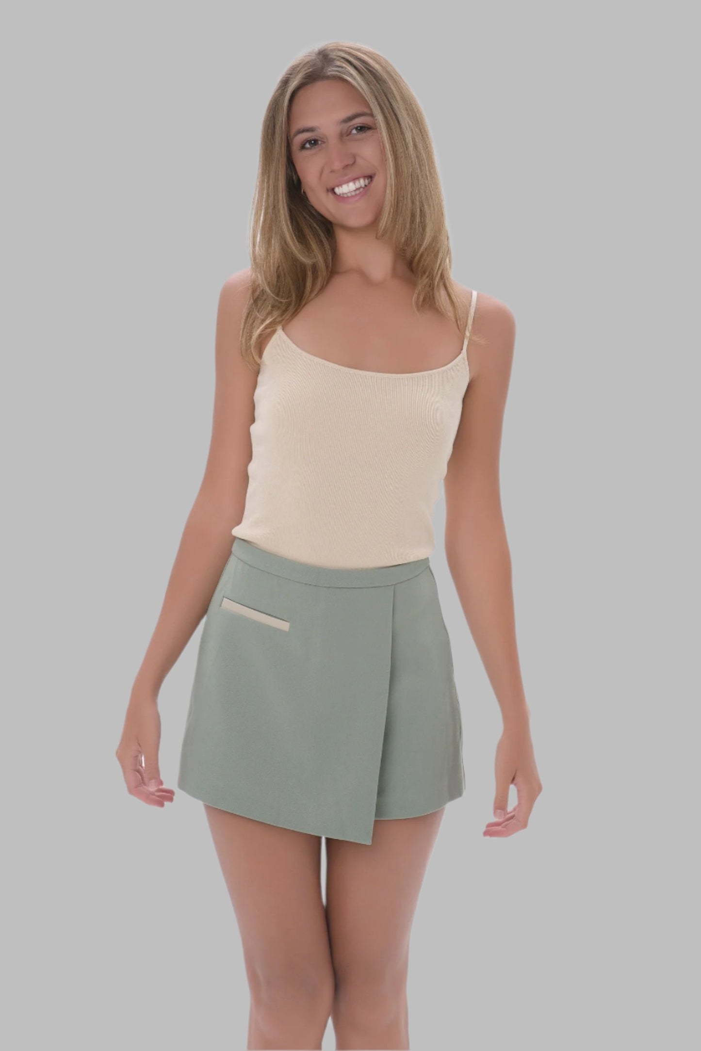 BellaKate Offset Wrap Mini Skort Front