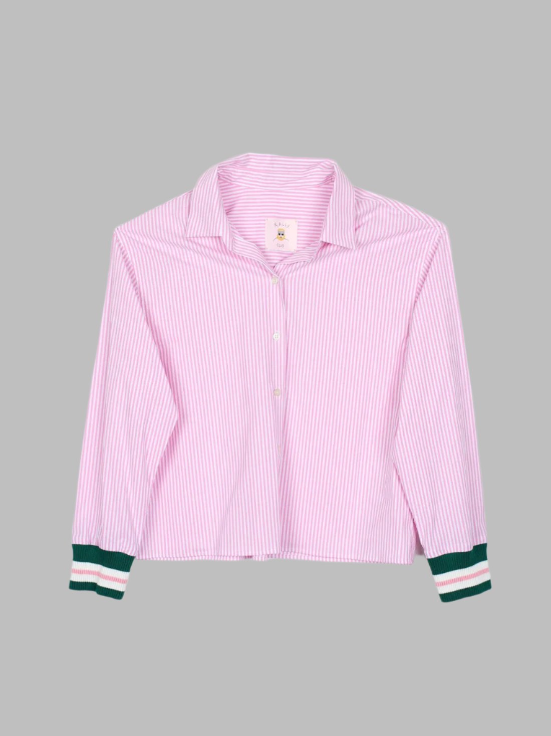 BellaKate Pink Rally Stripe Straight Hem Button-Down Front View