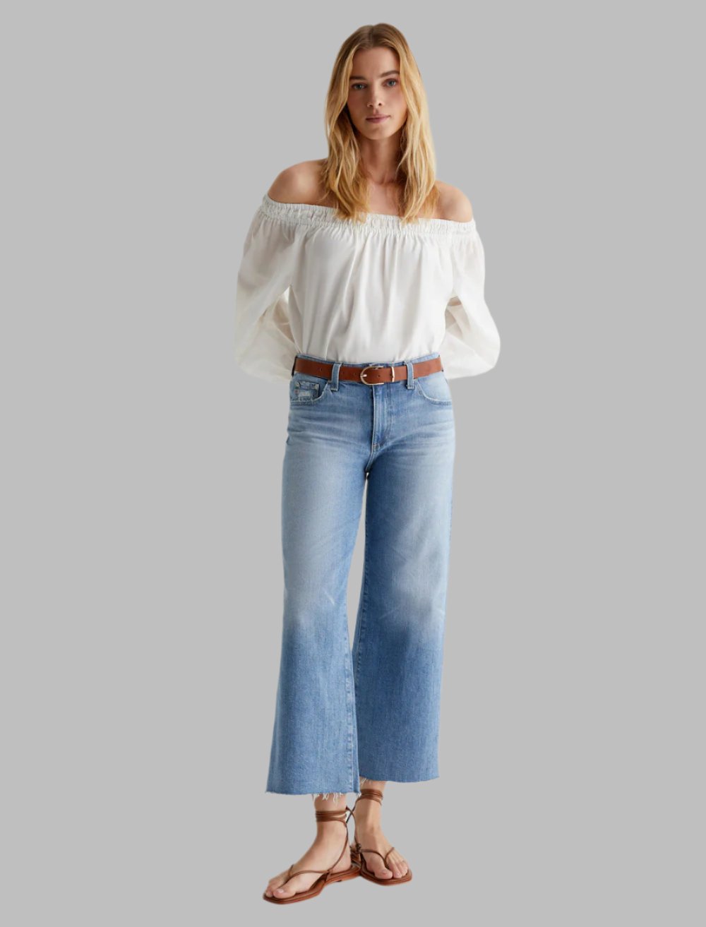 BellaKate Saige Wide Leg Crop Jeans Front View