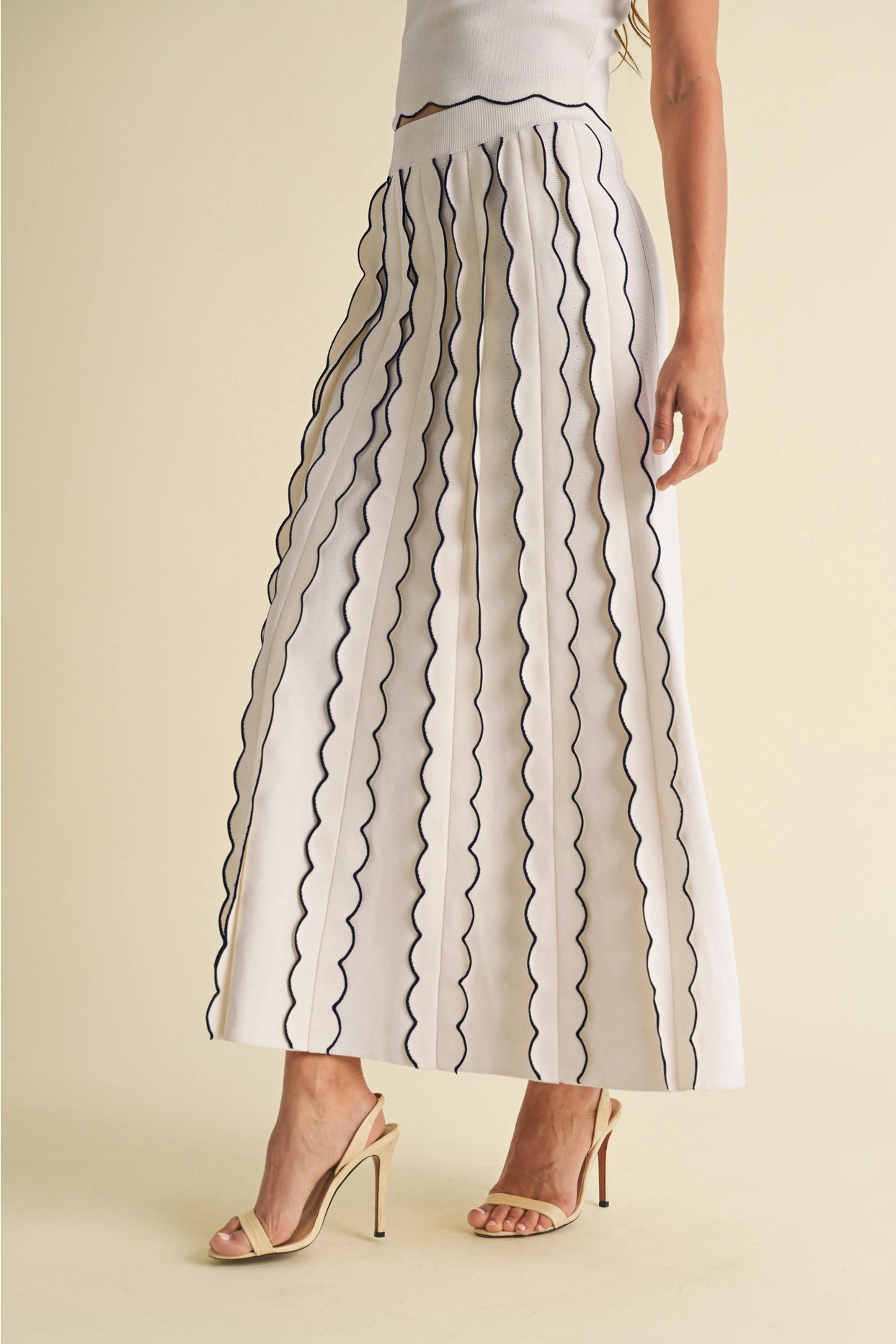 Luxe Pleated Sweater Knit Maxi Skirt