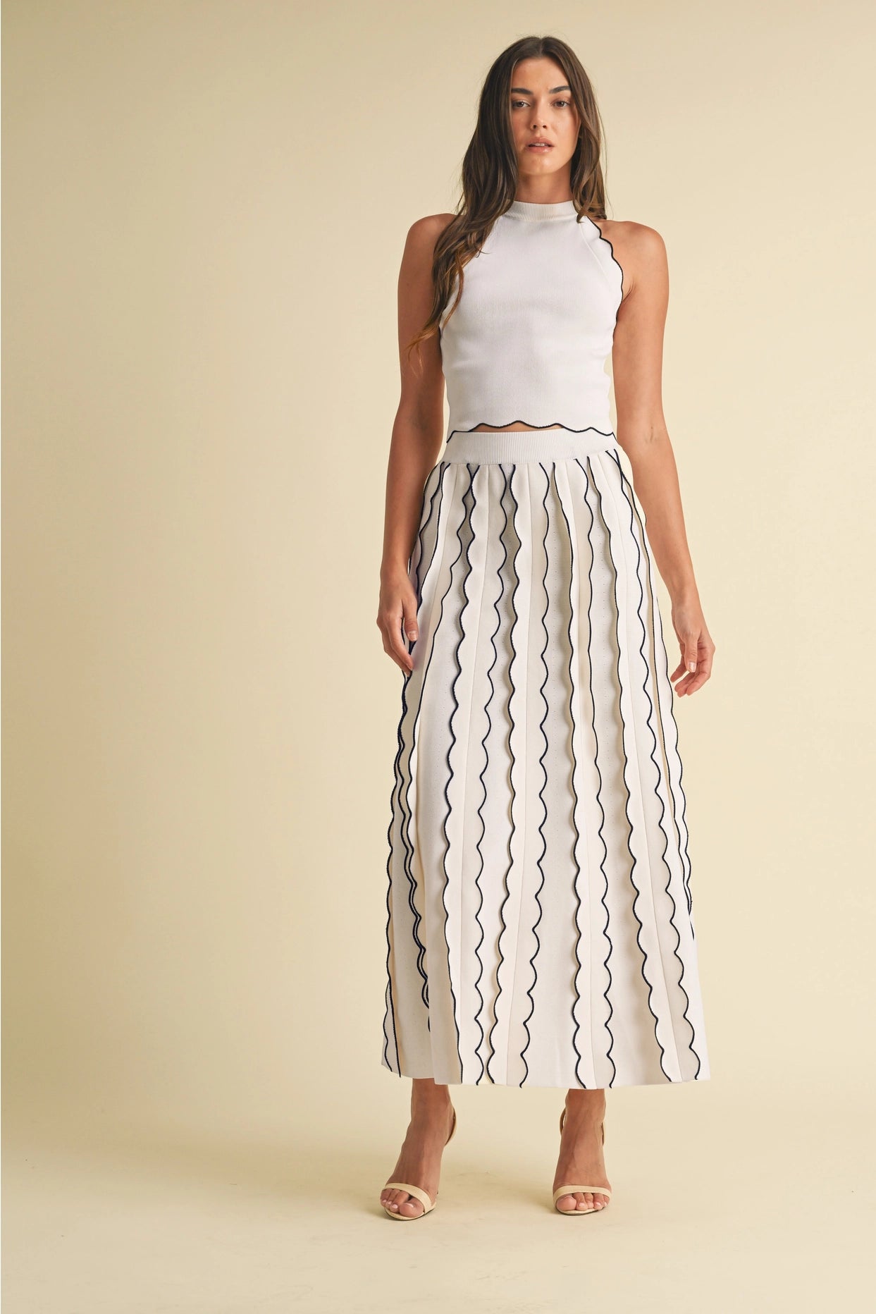 Luxe Pleated Sweater Knit Maxi Skirt