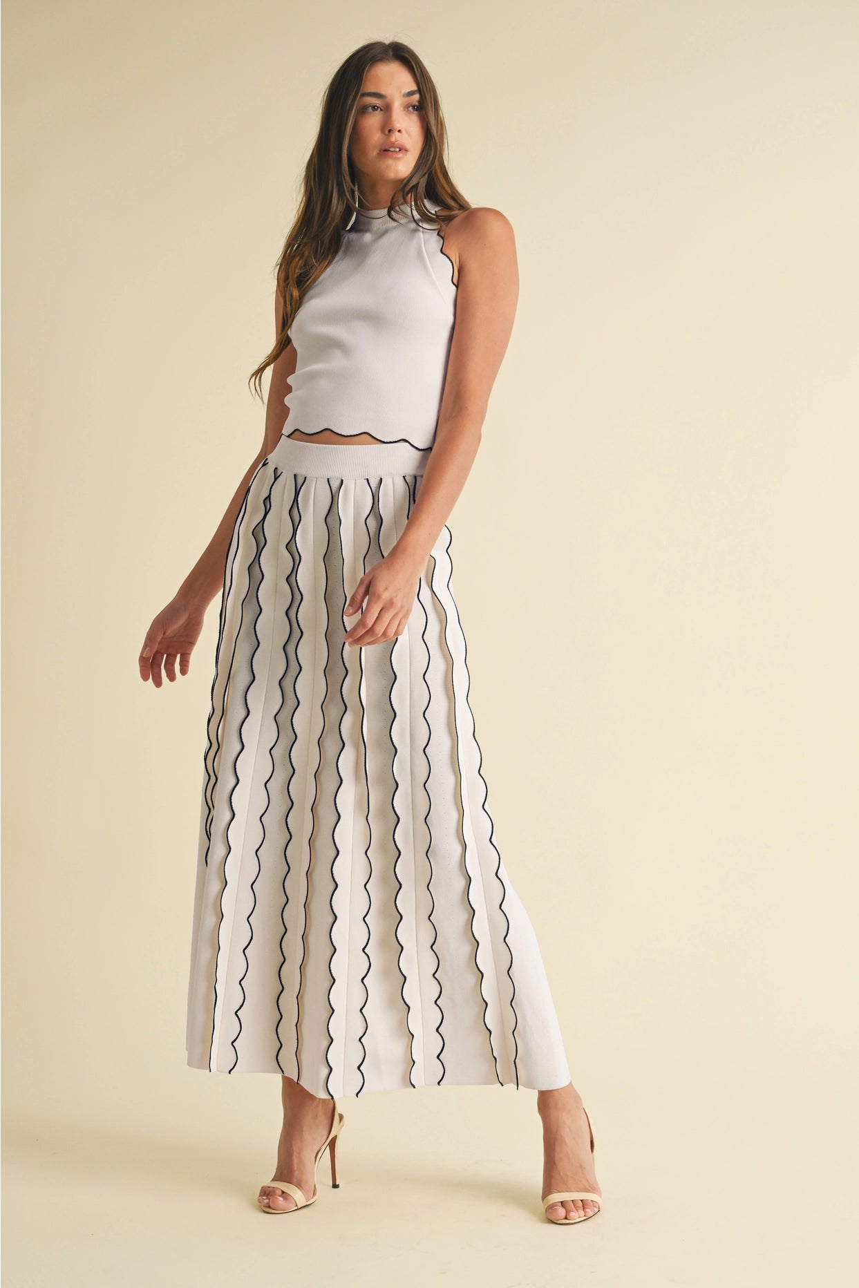 Luxe Pleated Sweater Knit Maxi Skirt