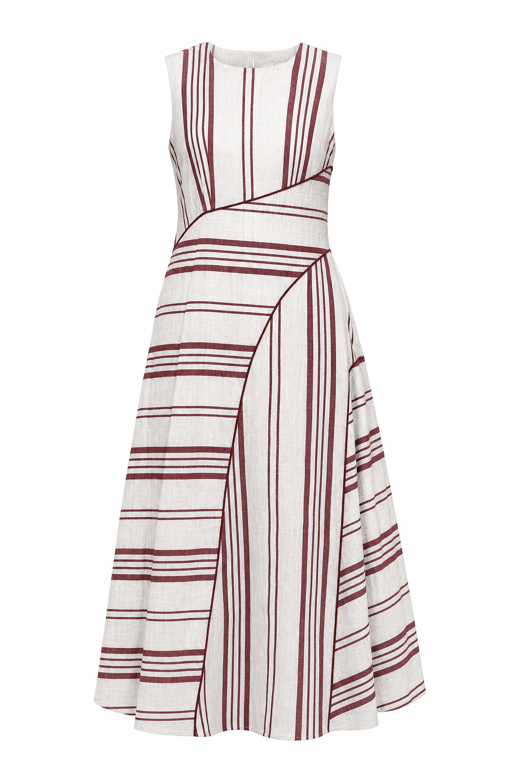 Solstice Bias Cut Dress | Brick Striped
