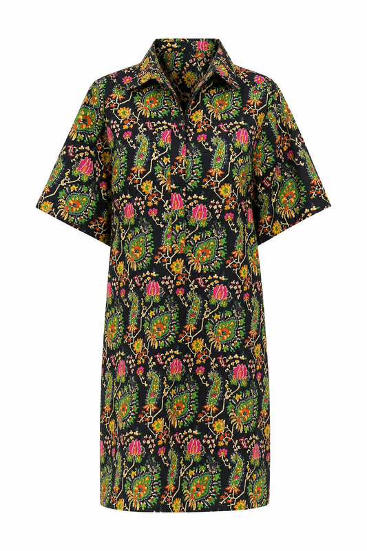 Split Neck Dress Black | Paisley