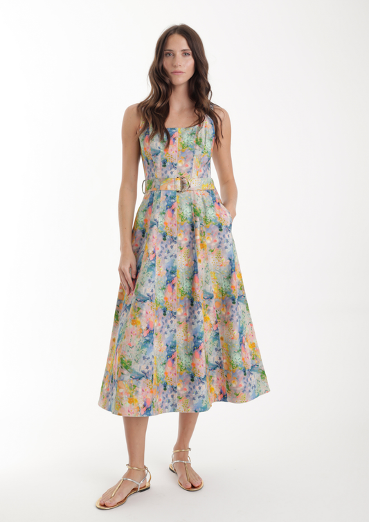 Zyra Denim Print Dress