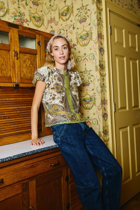 Ava Top | Kaleidoscope Scarf Print