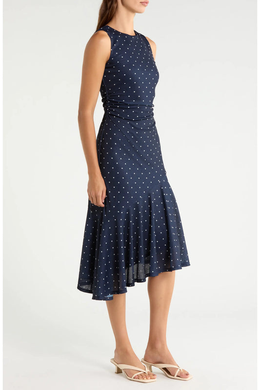 Daija Dress | Navy Polka Dots
