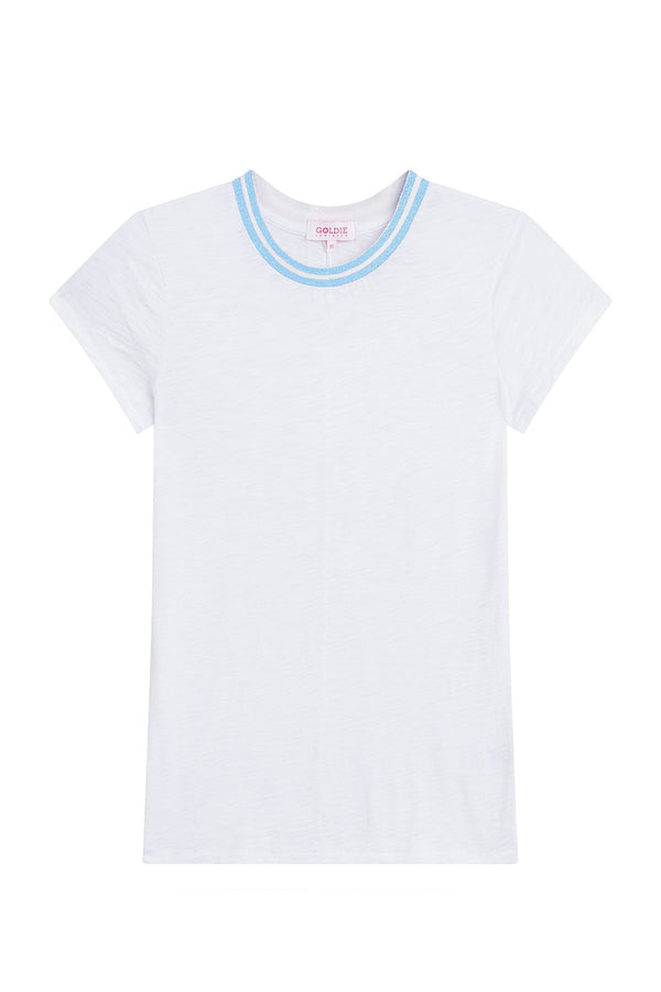 SS Tipped Ringer Tee | Light Blue