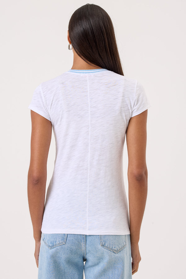 SS Tipped Ringer Tee | Light Blue