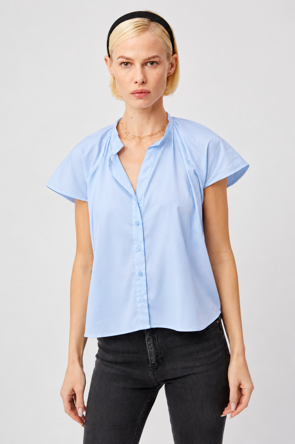 Flutter Shoulder Shirt | Blue Dawn