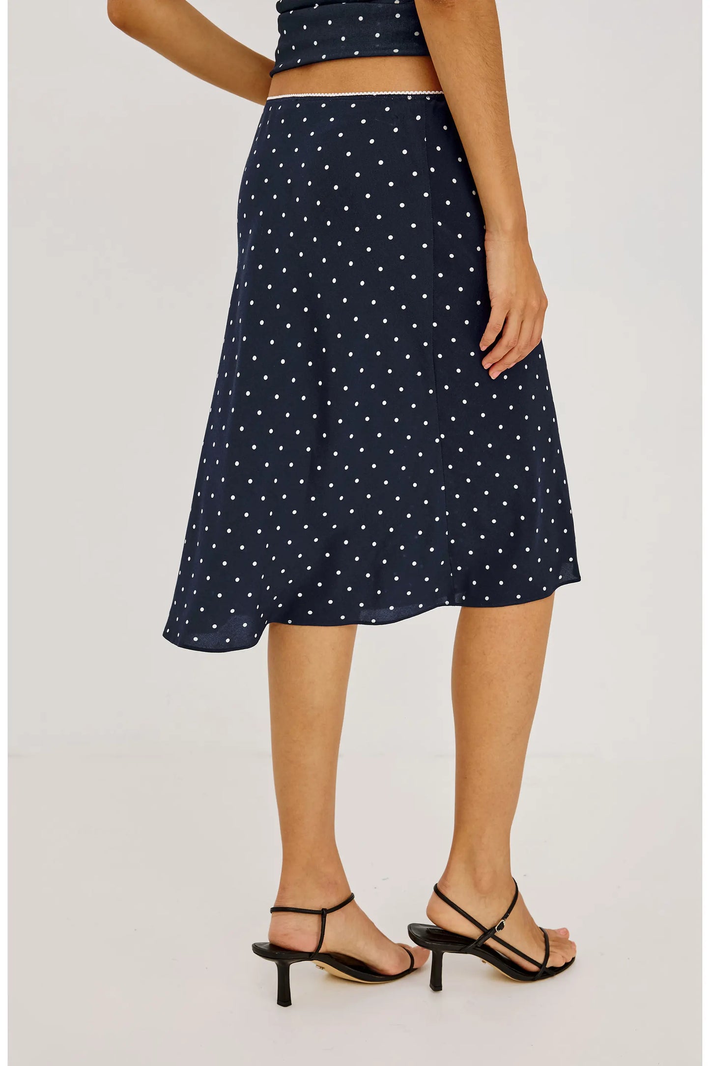 Jolene Skirt | Navy Polka Dots