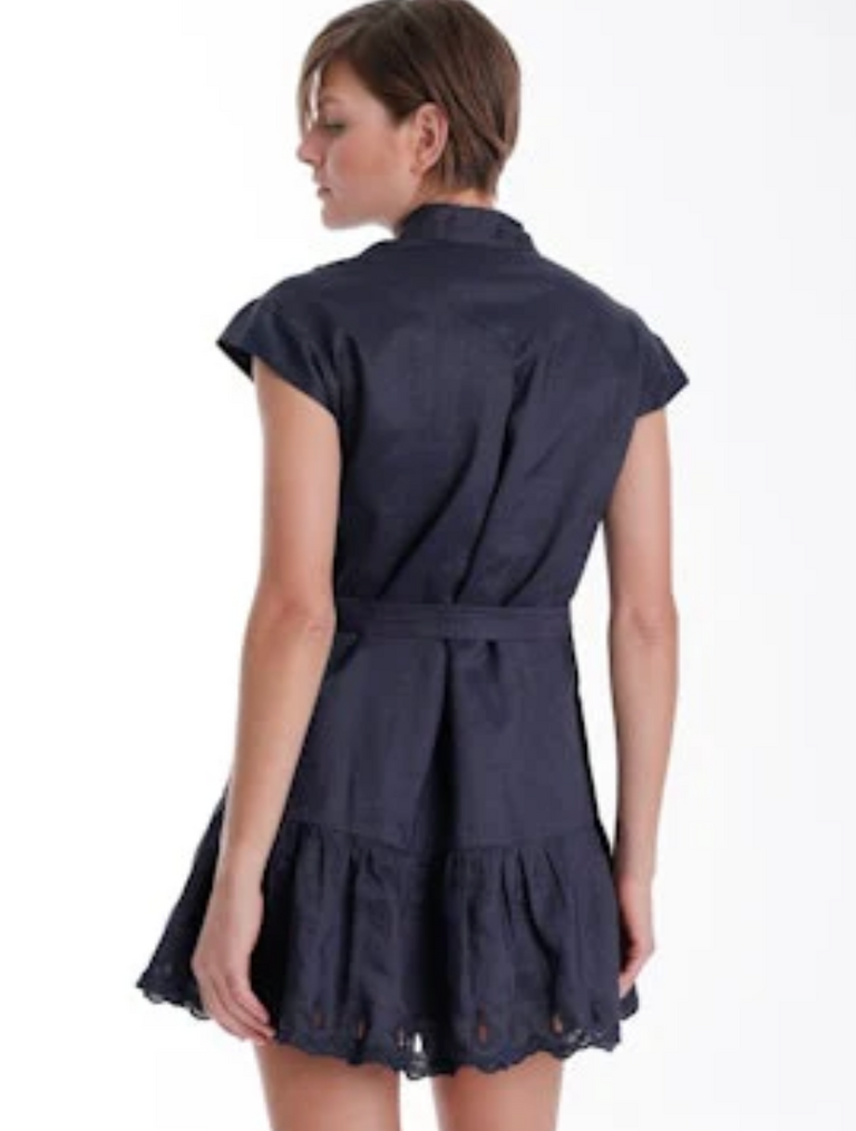Aruba Embroidered Dress Navy